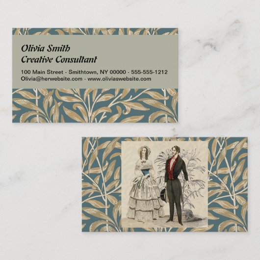 ヴィンテージ1844ビクトリアンの結婚結婚作品 名刺 (正面/裏面)