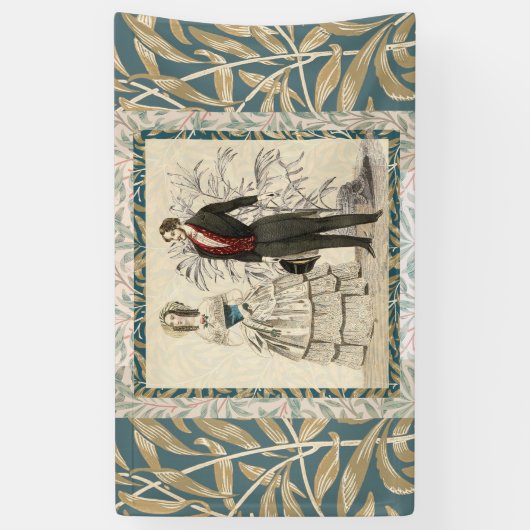 ヴィンテージ1844ビクトリアンの結婚結婚作品 横断幕 (縦)