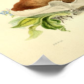 ヴィンテージ1855マッシュルームホワイトブラウンアートプリント ポスター (角)