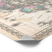 ヴィンテージ1855年の世界地図 ポスター (角)