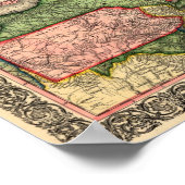 ヴィンテージ1856ニューイングランド鉄道地図 ポスター (角)