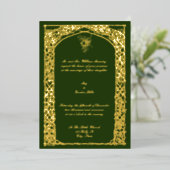 ヴィンテージ1859ビクトリアン年つる植物トレリ縁どス 箔招待状 (立ち正面)