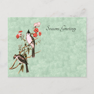 ヴィンテージ1860の黒紋付きタイトマウスペア シーズンポストカード