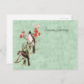 ヴィンテージ1860の黒紋付きタイトマウスペア シーズンポストカード (正面/裏面)