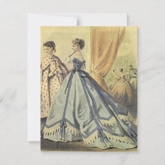 ヴィンテージ1860s女性V3茶パーティー 招待状 (正面)