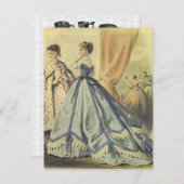 ヴィンテージ1860s女性V3茶パーティー 招待状 (正面/裏面)