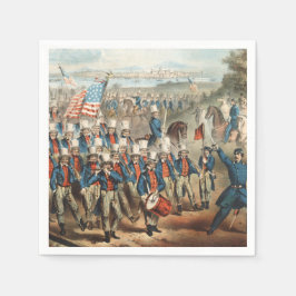 ヴィンテージ1862ヤンキーのボランティアがディクシーに行進 スタンダードカクテルナプキン