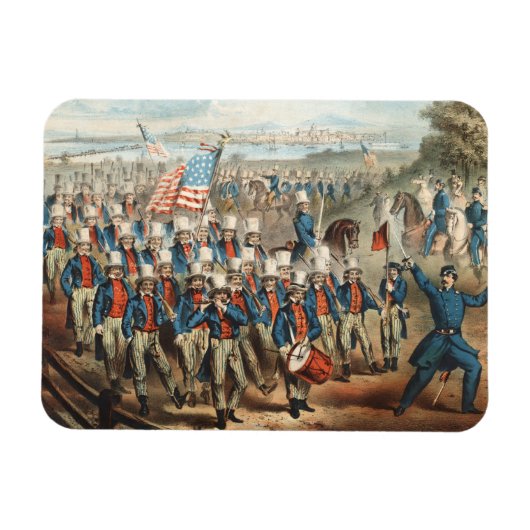 ヴィンテージ1862ヤンキーのボランティアがディクシーに行進 マグネット (横)