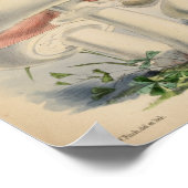 ヴィンテージ1863ブラウンホワイトマッシュルームアートプリント ポスター (角)