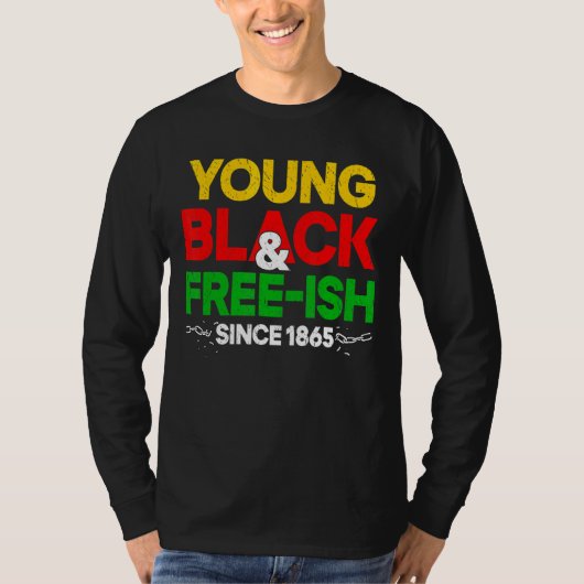 ヴィンテージ1865年以来の若い黒とフリーIsh Tシャツ (正面)