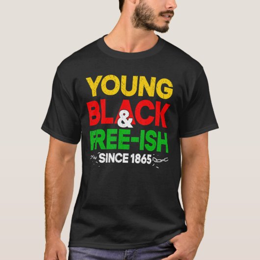 ヴィンテージ1865年以来の若い黒とフリーIsh Tシャツ (正面)
