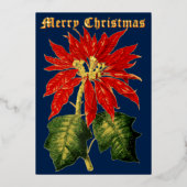ヴィンテージ1867ポインセチア・クリスマス 箔シーズンカード (正面)