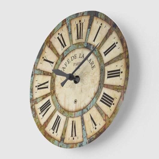 ヴィンテージ1870のステーションカフェウォールクロック ラージ壁時計 (傾斜)