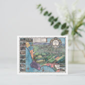 ヴィンテージ1871年ロサンゼルスの地図 ポストカード (スタンド正面)