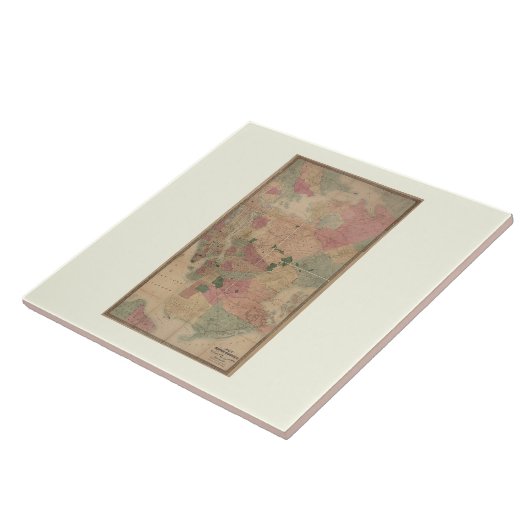 ヴィンテージ1872ブルックリンの地図 – ニューヨーク，クイーンズ タイル (側面)