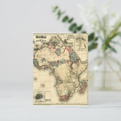 ヴィンテージ1874アフリカの地図アフリカアンティークアフリカプリント ポストカード (スタンド正面)