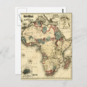 ヴィンテージ1874アフリカの地図アフリカアンティークアフリカプリント ポストカード (正面/裏面)