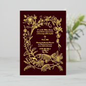 ヴィンテージ1874植物学フローラ 箔招待状 (立ち正面)