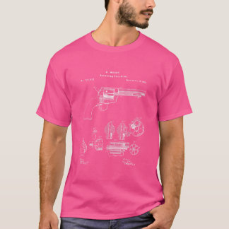 ヴィンテージ1875六射撃砲リボルバー銃特許プリント Tシャツ
