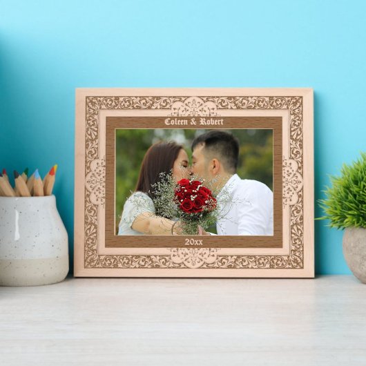 ヴィンテージ1876ビクトリアン年ウォルターク縁どレーン レーザー彫刻フレーム