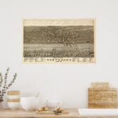 ヴィンテージ1877クリーブランドオハイオビュー ポスター (キッチン)