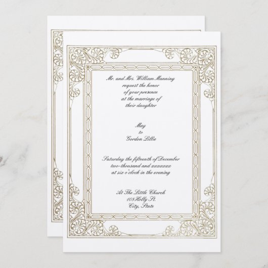 ヴィンテージ1877ビクトリアン年のシンプルフレーム 招待状 (正面/裏面)
