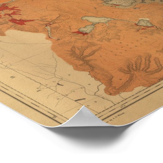 ヴィンテージ1878イエローストーン公園地図,ワイオミング,モンタン ポスター (角)