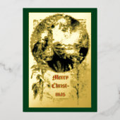 ヴィンテージ1879ビクトリアン年父クリスマス 箔シーズンカード (正面)