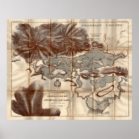 ヴィンテージ1879ロアサラナク湖偵察地図 ポスター (正面)