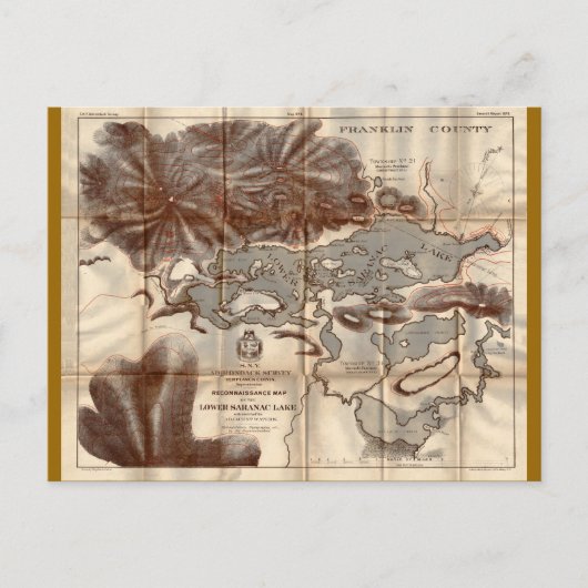 ヴィンテージ1879ロアサラナク湖偵察地図 ポストカード (正面)