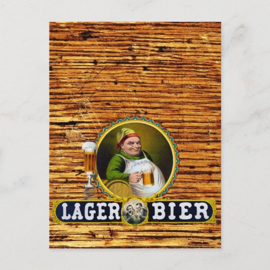 ヴィンテージ1879 Lager Bier on Oak Wood ポストカード (正面)
