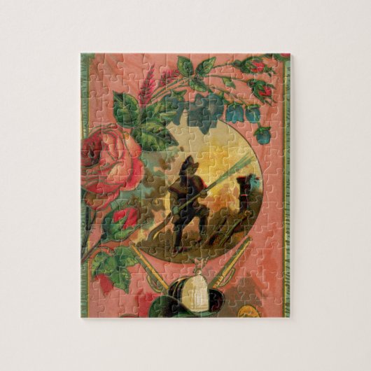 ヴィンテージ1880の消防士のアートワーク ジグソーパズル (縦)