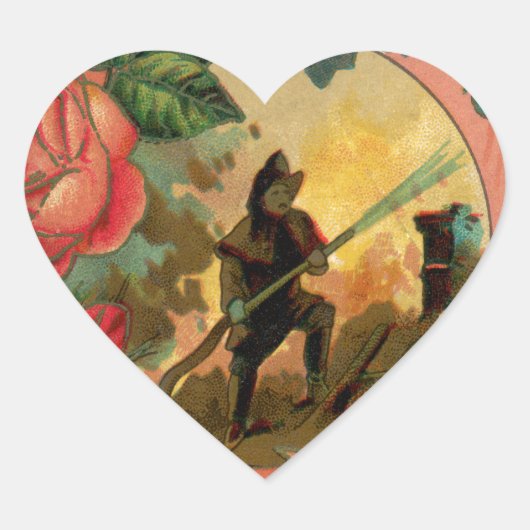 ヴィンテージ1880の消防士のアートワーク ハートシール (正面)