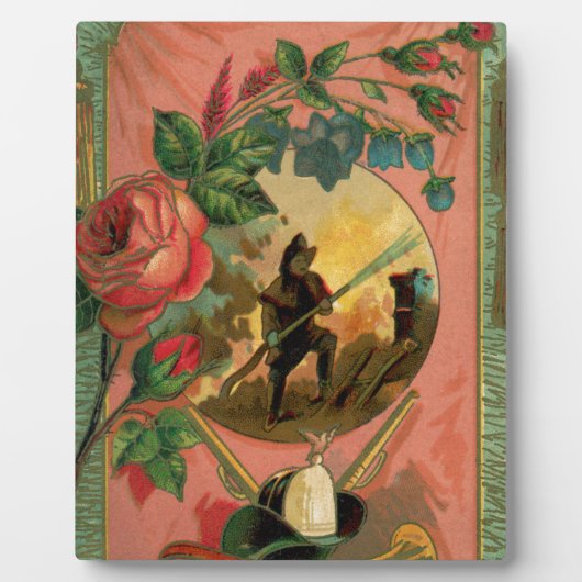ヴィンテージ1880の消防士のアートワーク フォトプラーク (正面)