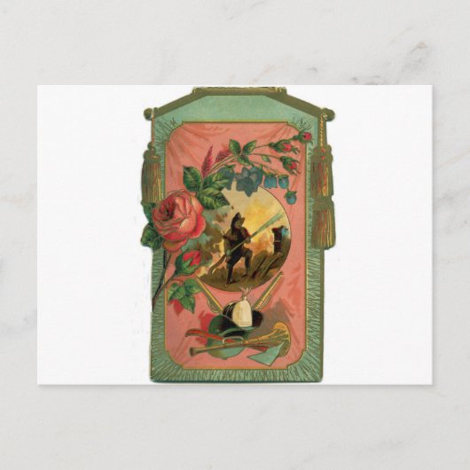 ヴィンテージ1880の消防士のアートワーク ポストカード (正面)