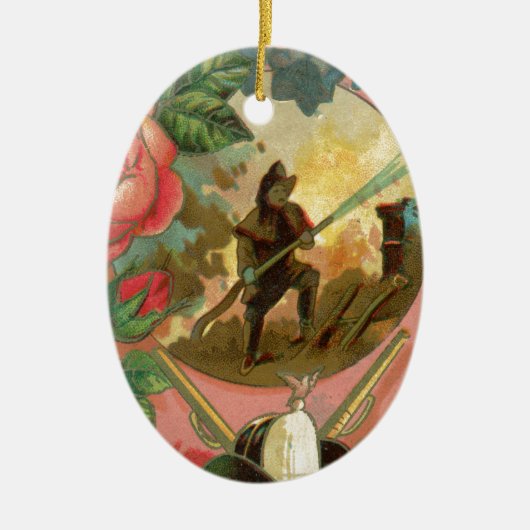 ヴィンテージ1880の消防士の戦闘機カバー セラミックオーナメント (正面)