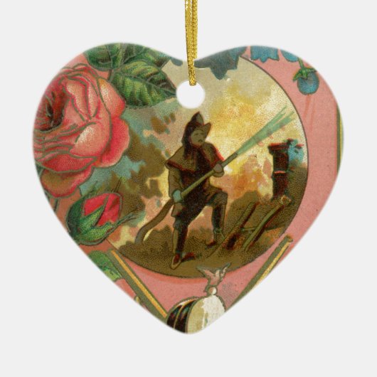 ヴィンテージ1880の消防士の戦闘機カバー セラミックオーナメント (正面)