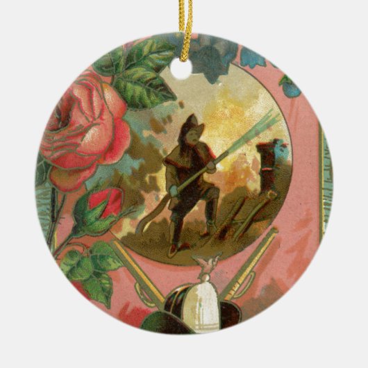 ヴィンテージ1880の消防士の戦闘機カバー セラミックオーナメント (正面)
