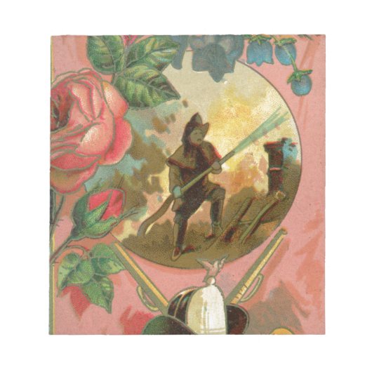 ヴィンテージ1880の消防士の戦闘機カバー ノートパッド (正面)