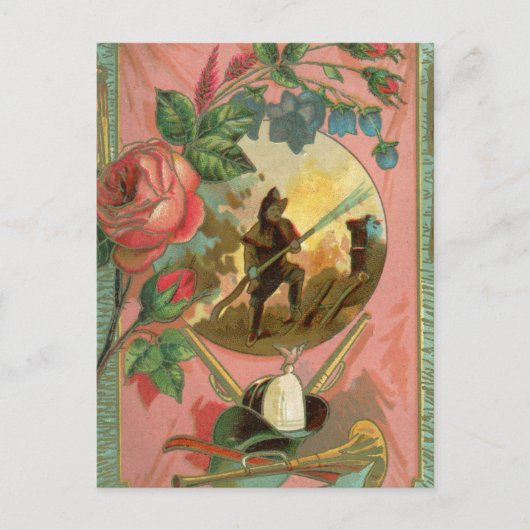 ヴィンテージ1880の消防士の戦闘機カバー ポストカード (正面)