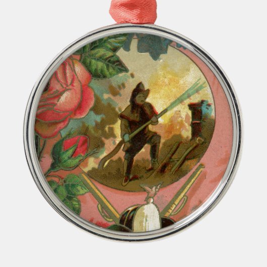 ヴィンテージ1880の消防士の戦闘機カバー メタルオーナメント (正面)
