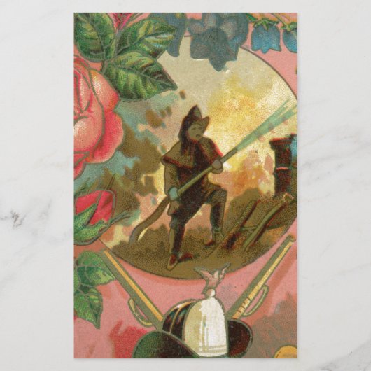 ヴィンテージ1880の消防士の戦闘機カバー 便箋 (正面)