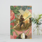 ヴィンテージ1880の消防士の戦闘機カバー 便箋 (スタンド正面)