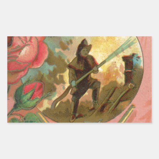 ヴィンテージ1880の消防士の戦闘機カバー 長方形シール (正面)