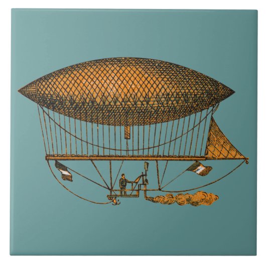 ヴィンテージ1883年の走行のツェッペリン型飛行船 タイル (正面)