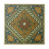 ヴィンテージ1884の装飾用の緑の陶磁器の芸術 タイル (正面)