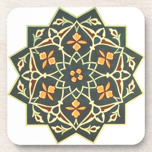 ヴィンテージ1884装飾芸術グリーンブルー コースター (正面)