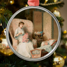 ヴィンテージ1888母とベビー、復元されたクリスマス