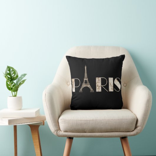 ヴィンテージ1889の地図からのパリの単語の芸術 クッション (椅子)