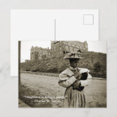 ヴィンテージ1890のフォトガールとPUppy犬！引用文 ポストカード (正面/裏面)